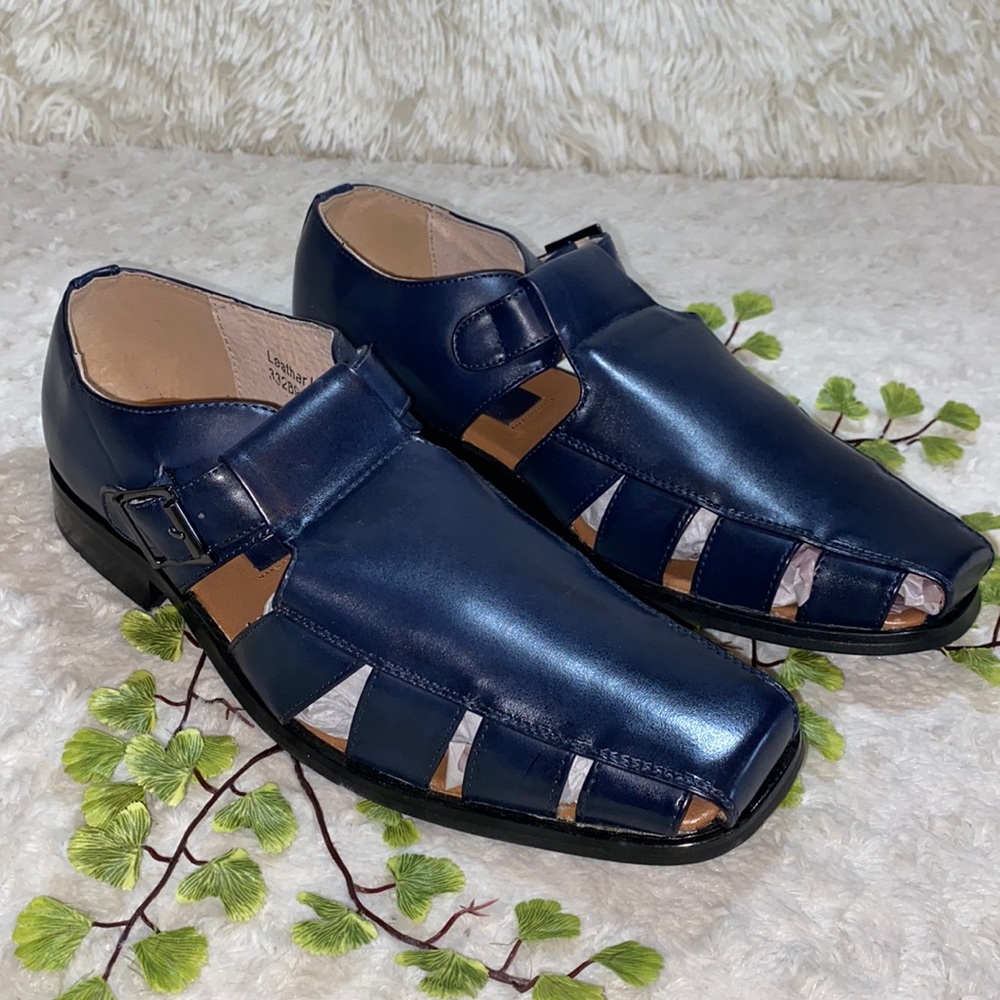 Majestic Men's Blue Sandals Sling Back with Buckle